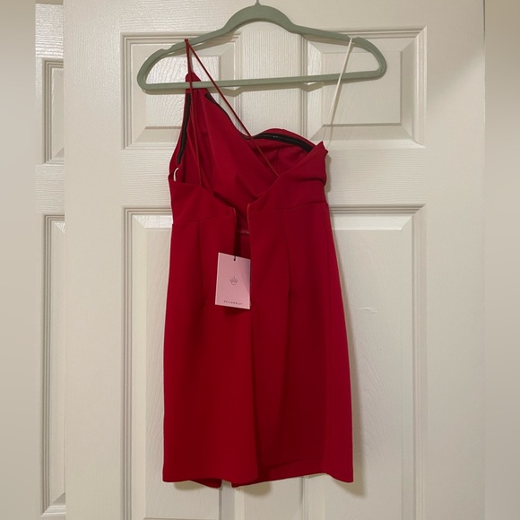 Red One Shoulder Cocktail Dress - Picture 2 of 2